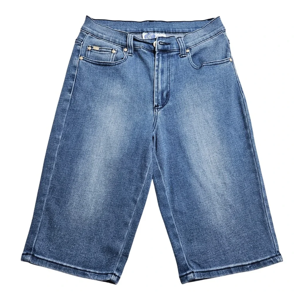 DG2 by Diane Gilman Bermuda Shorts Womens 8 Blue‎ Medium Wash Stretch Denim